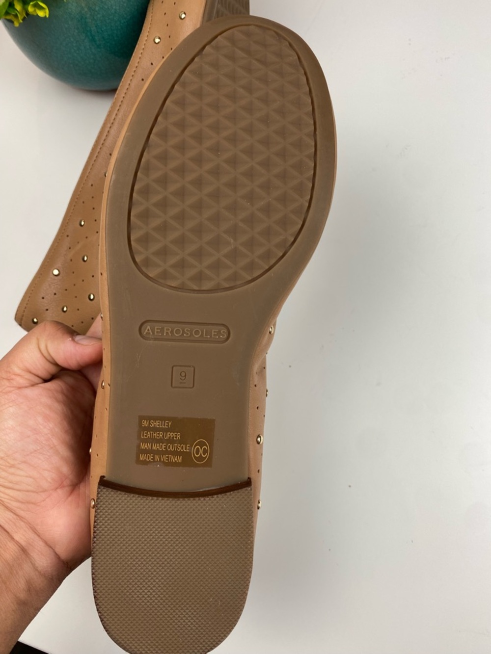 Aerosoles Womens Shelley Tan Leather Perforated Ballet Flats Shoes Sz 9 - Picture 8 of 10